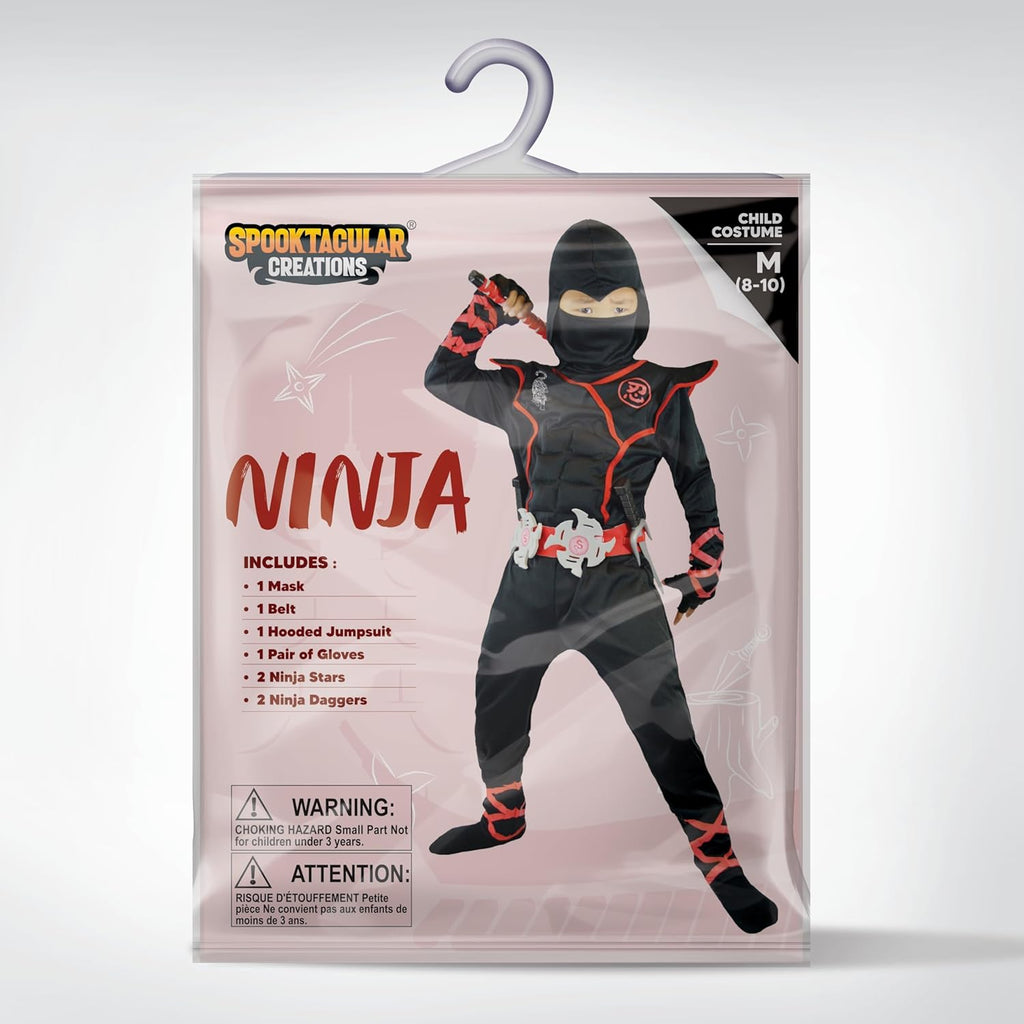 Halloween Ninja Costume Outfit Set for Kids Small