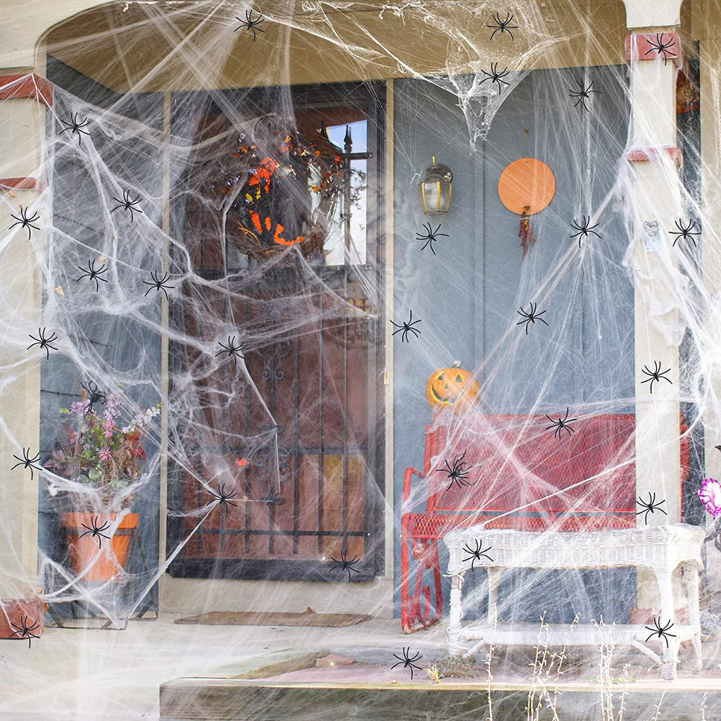 Halloween Spider Webs Decorations with 150 Extra Fake Spiders