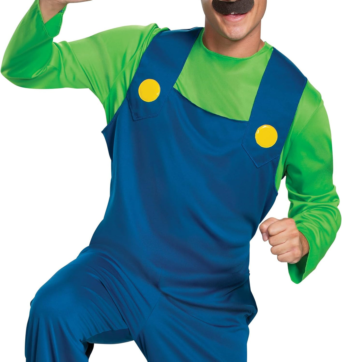 Adult Luigi Costume with Hat and Mustache Size Medium