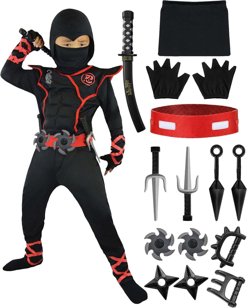 Halloween Ninja Costume Outfit Set for Kids Small