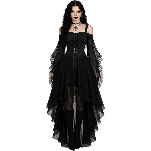 2026 Medieval Vampire Butterfly Sleeve Mesh Halloween Costume Women