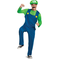 Adult Luigi Costume with Hat and Mustache Size Medium
