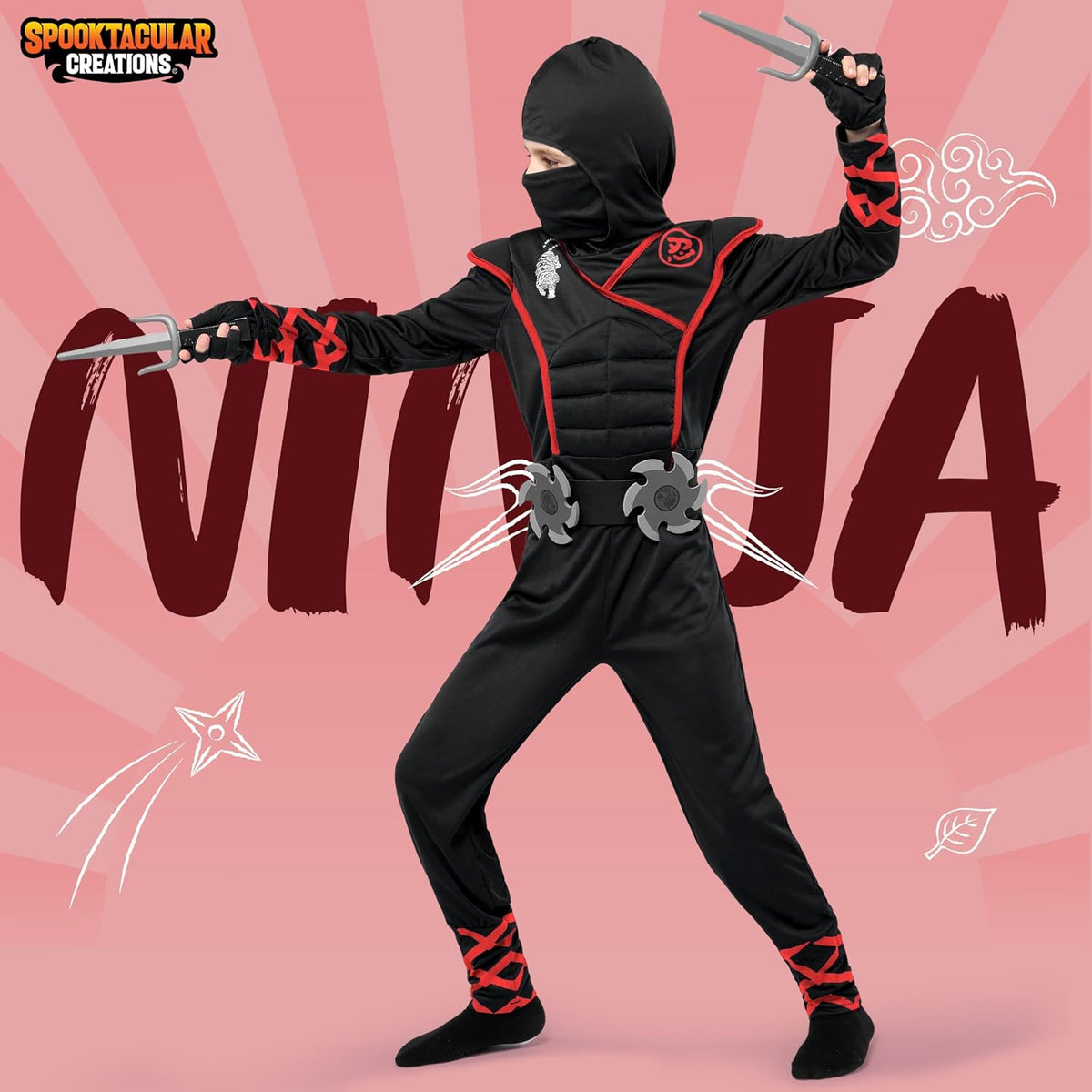 Halloween Ninja Costume Outfit Set for Kids Small