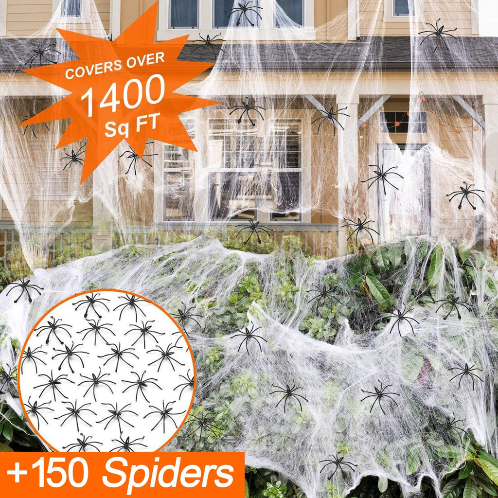 Halloween Spider Webs Decorations with 150 Extra Fake Spiders
