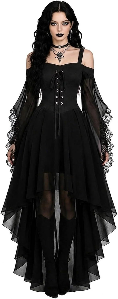 2026 Medieval Vampire Butterfly Sleeve Mesh Halloween Costume Women
