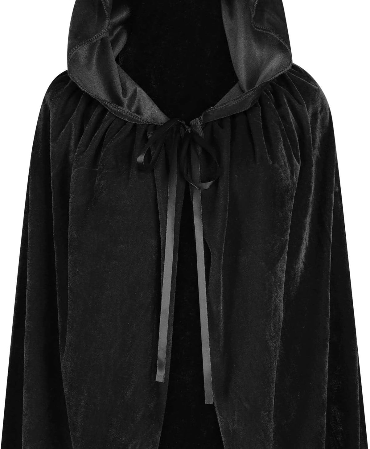 Velvet Cloak with Hood for Men & Women Black Large