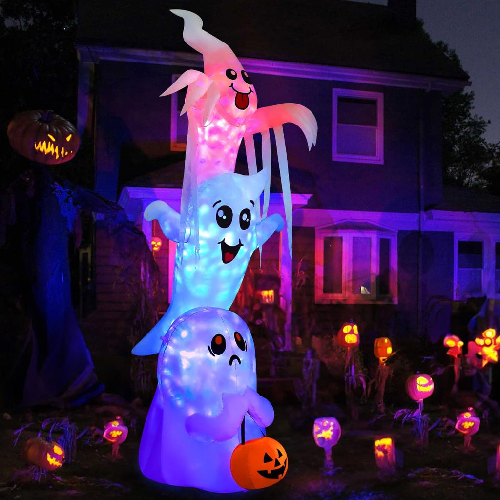 9.8 FT High Halloween Inflatable Overlap Ghost Decorations 