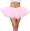 Halloween Pink Women 5 Layers Tutu Fluffy Dance Ballet Bubble Skirt 