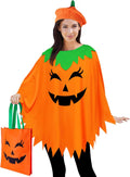 Halloween Women Pumpkin Poncho Costume Set