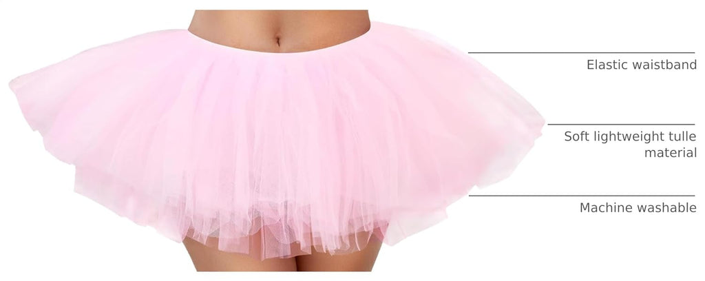 Halloween Pink Women 5 Layers Tutu Fluffy Dance Ballet Bubble Skirt 
