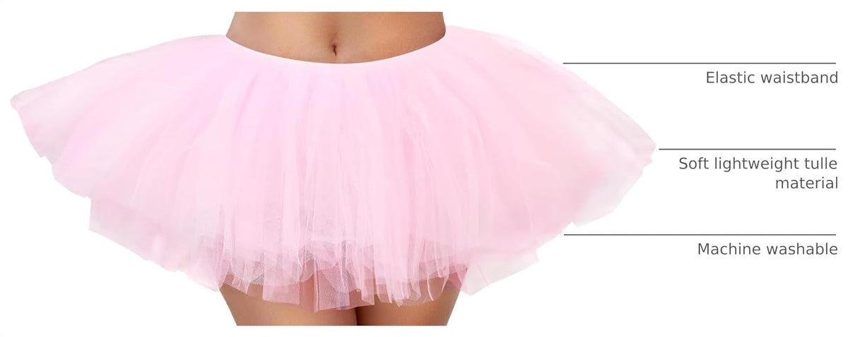 Halloween Pink Women 5 Layers Tutu Fluffy Dance Ballet Bubble Skirt 