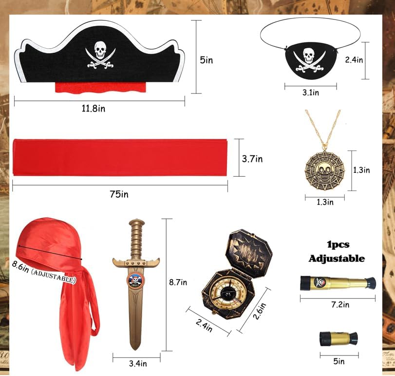 Kids Pirate Accessories Set Pirate Costume Accessories 8 PCS