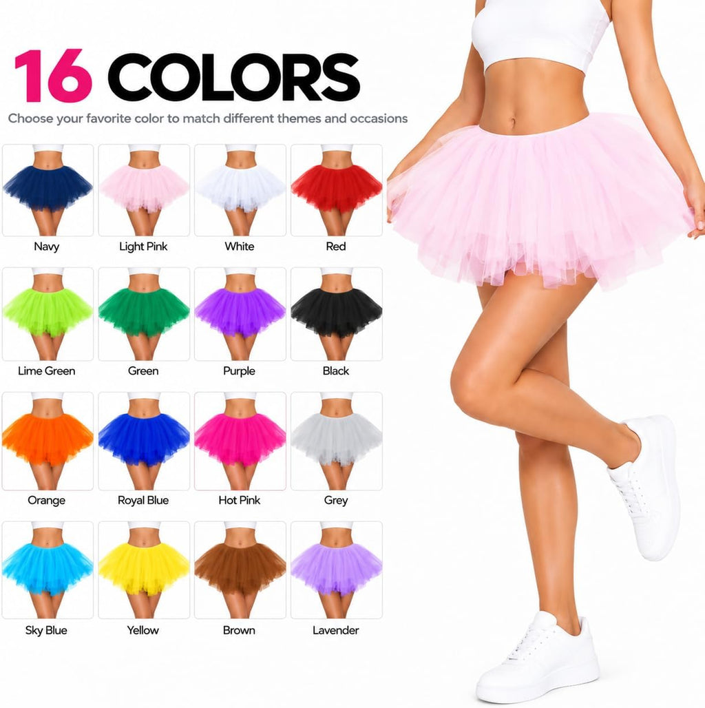 Halloween Pink Women 5 Layers Tutu Fluffy Dance Ballet Bubble Skirt 