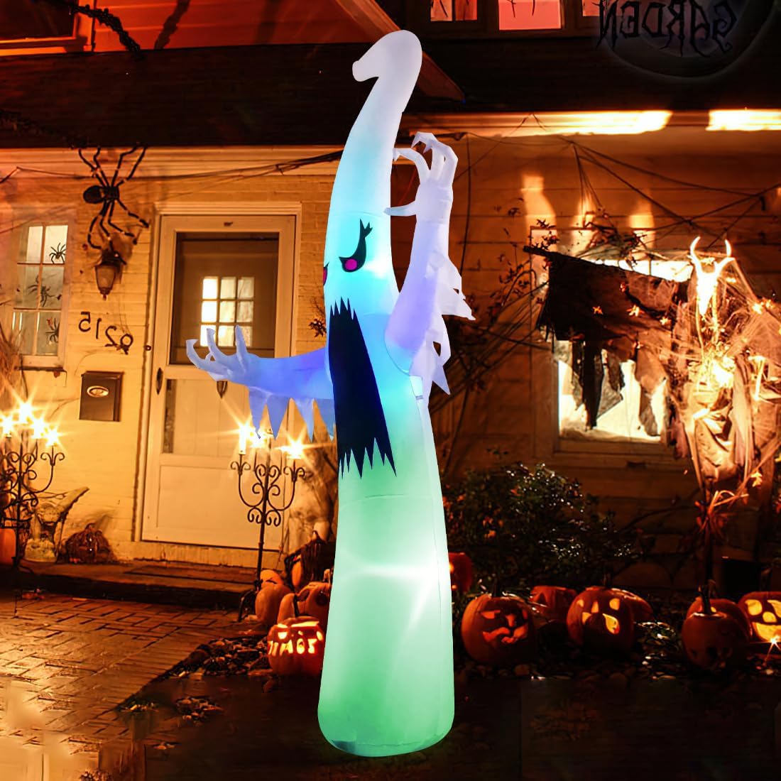 6 FT Halloween Inflatables Blow Up Scary Red Eye Dimming Ghost 