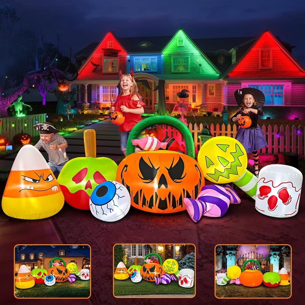 10 FT Halloween Inflatable Blow up Outdoor Decorations Pumpkin Ghost Combo