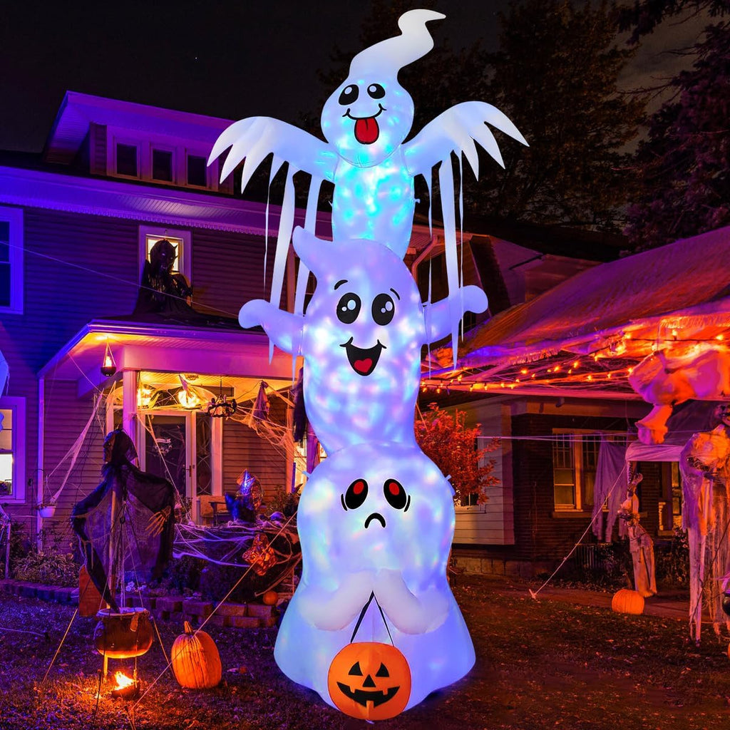 9.8 FT High Halloween Inflatable Overlap Ghost Decorations 