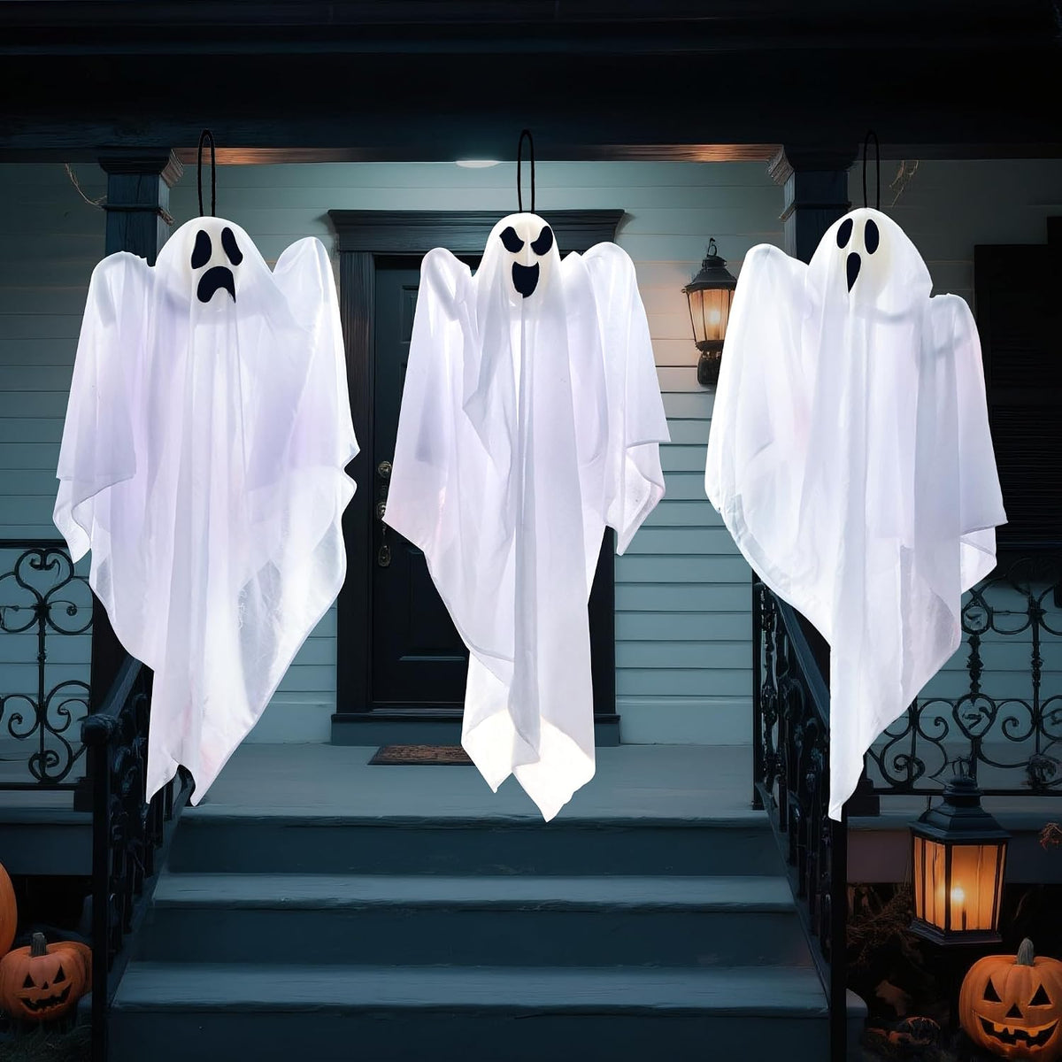 3 PCS Halloween Hanging Ghosts for Front Yard Patio Lawn Garden