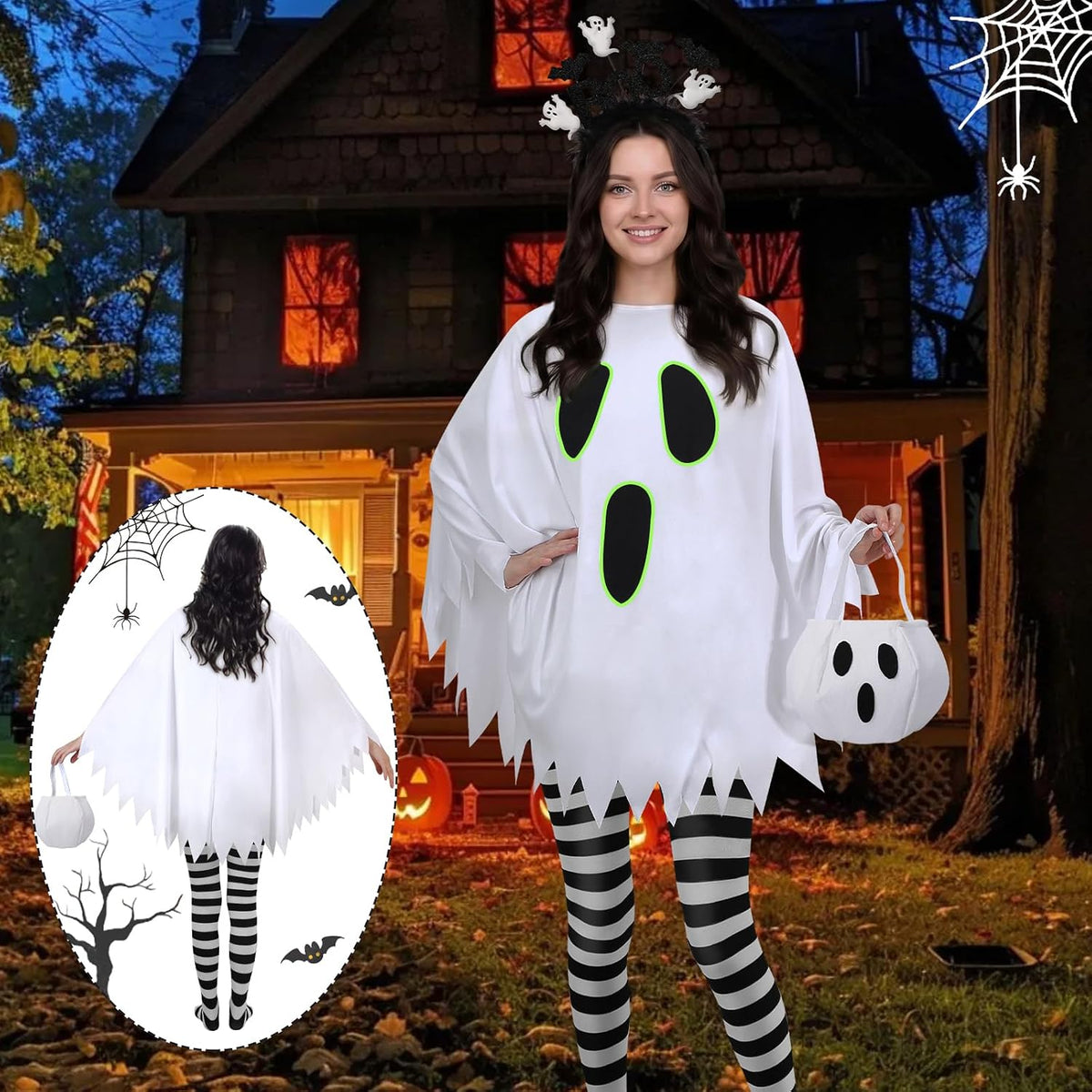 Halloween Women Glow in Dark Ghost Costume 