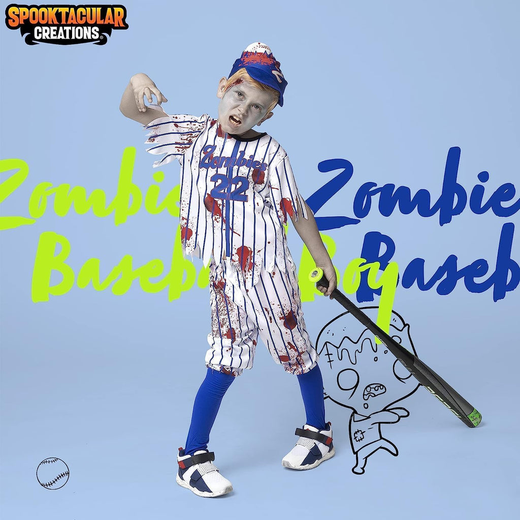 Zombie Baseball Player Costumes for Boys Age 8-10 Medium