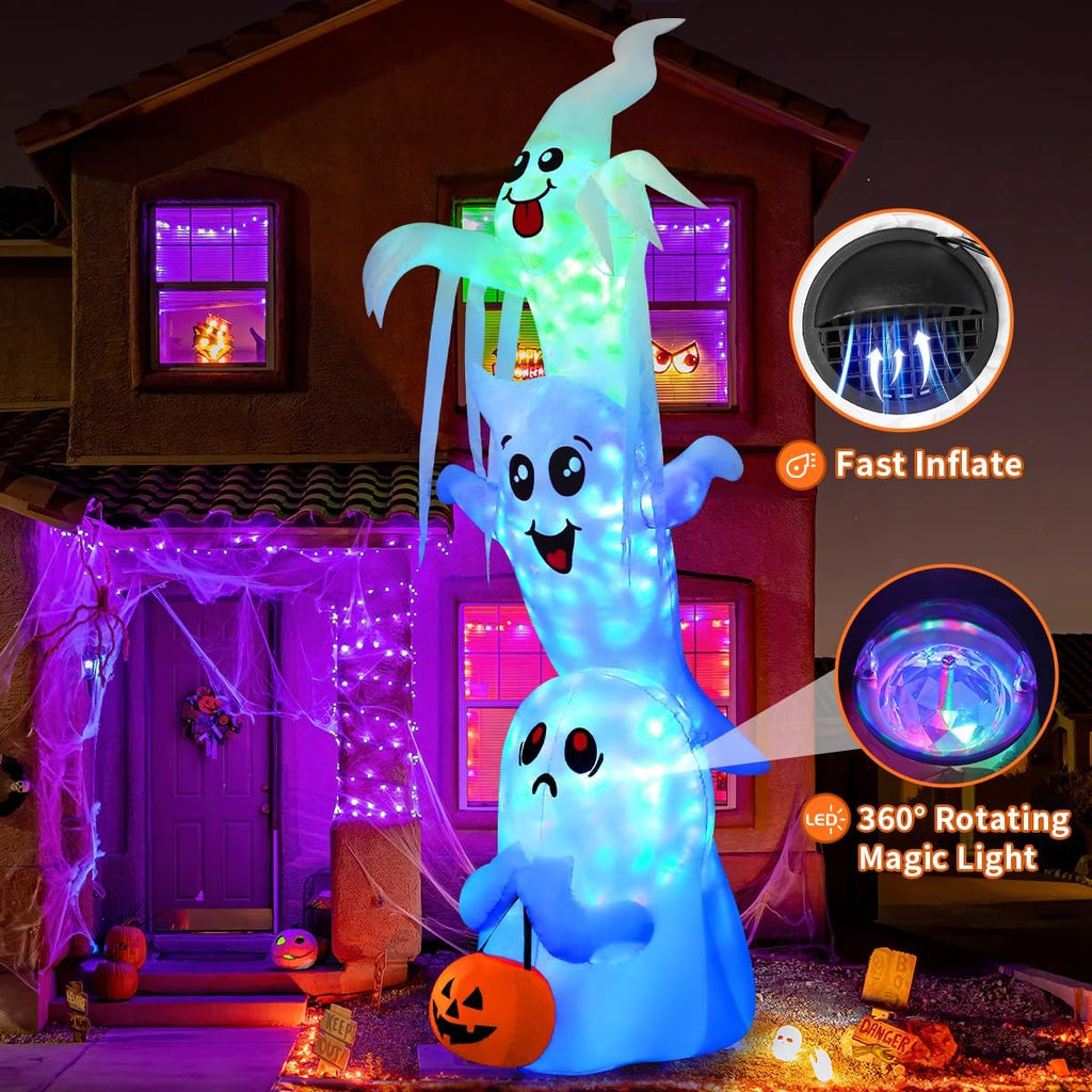 9.8 FT High Halloween Inflatable Overlap Ghost Decorations 