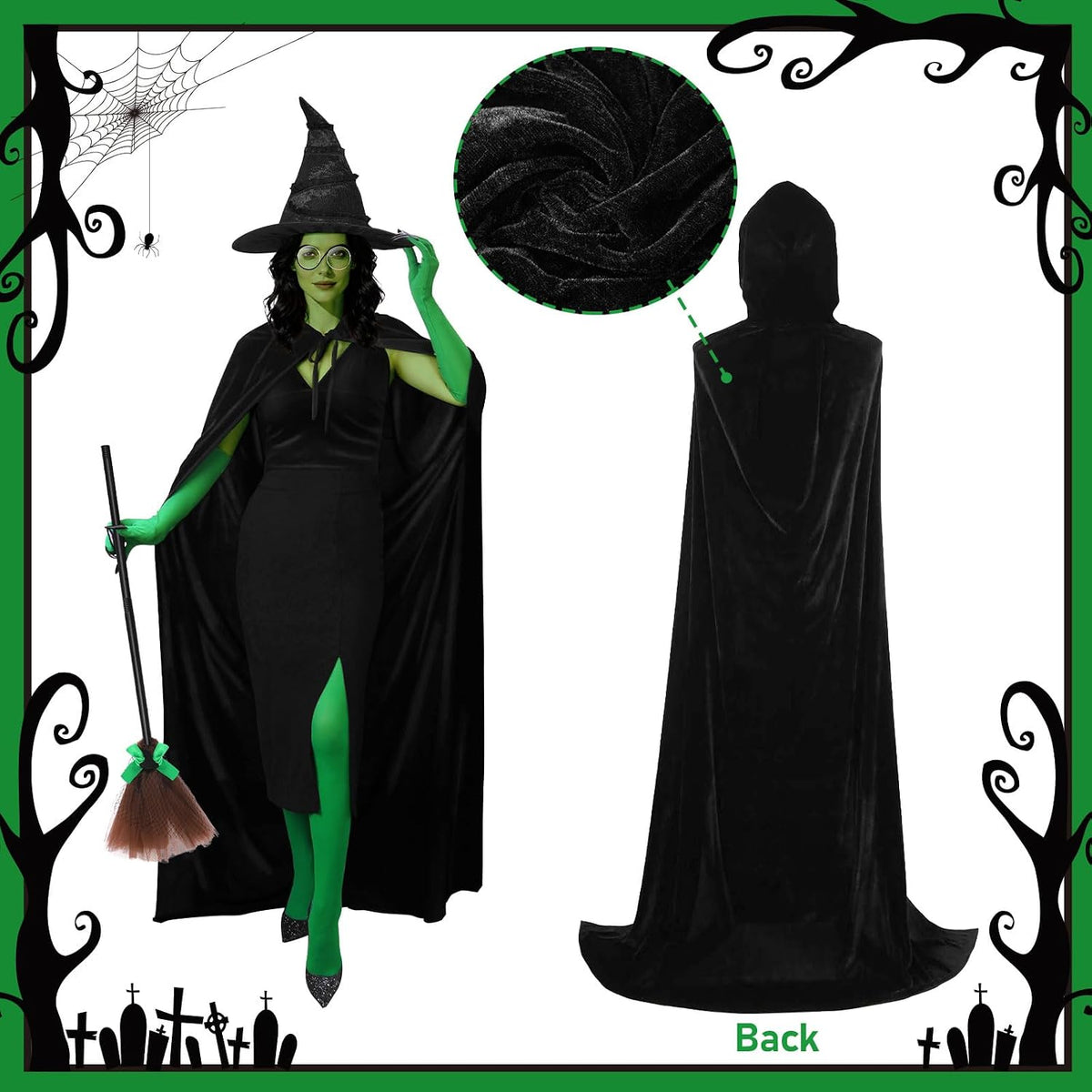 Halloween 8 Pcs Witch Costume Set for Women