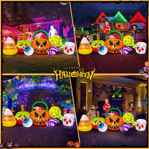 10 FT Halloween Inflatable Blow up Outdoor Decorations Pumpkin Ghost Combo