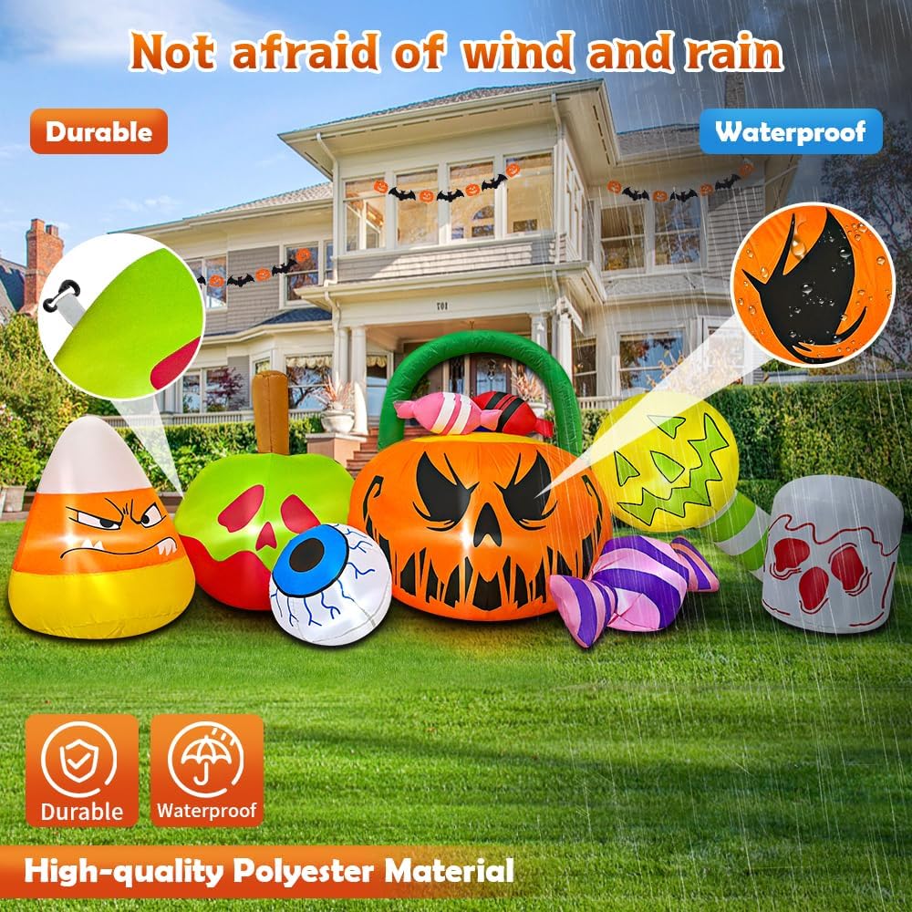 10 FT Halloween Inflatable Blow up Outdoor Decorations Pumpkin Ghost Combo