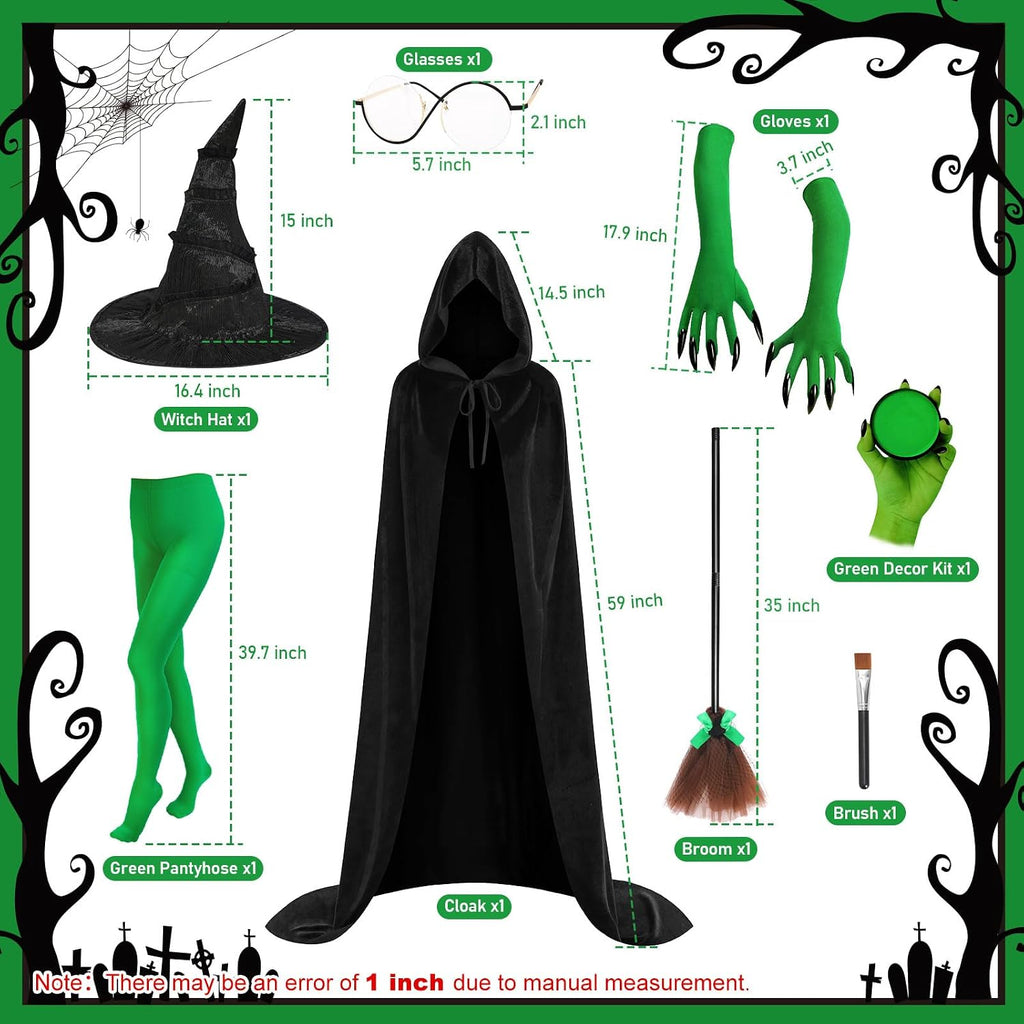 Halloween 8 Pcs Witch Costume Set for Women