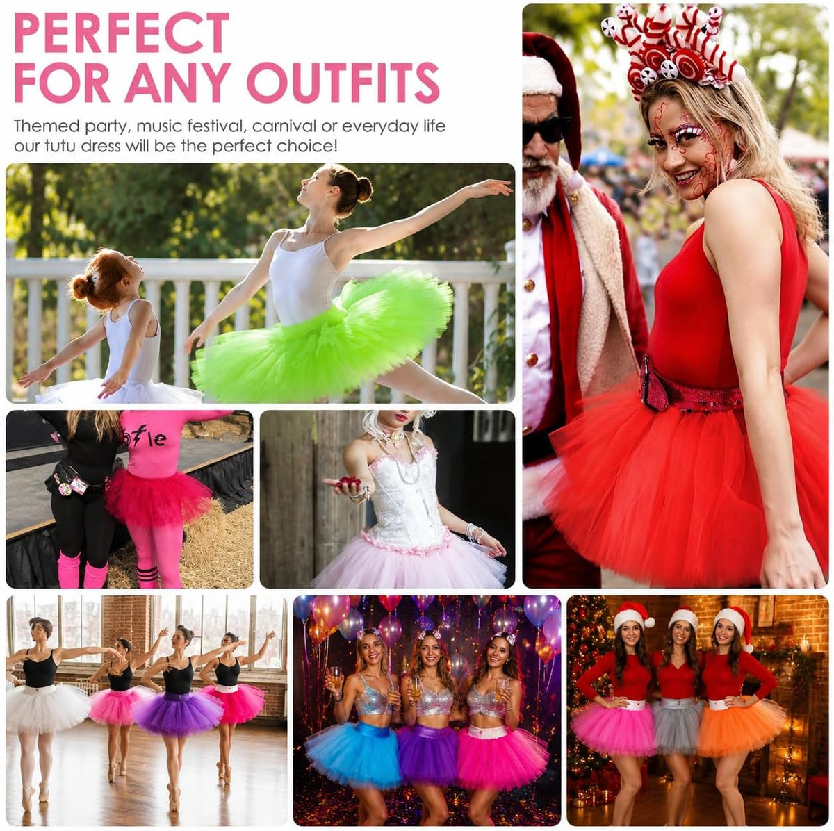 Halloween Pink Women 5 Layers Tutu Fluffy Dance Ballet Bubble Skirt 