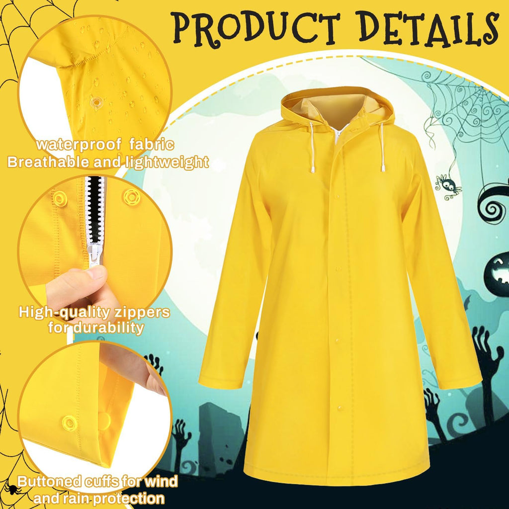 Mystical Adventure Costume Set with Blue Wig, Yellow Coat,Crossbody Bag, Glasses and Hat
