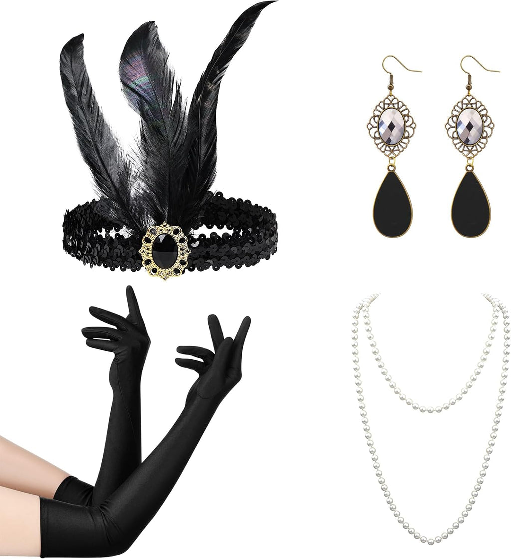 1920s  Flapper Set Headband Headpiece Costume 