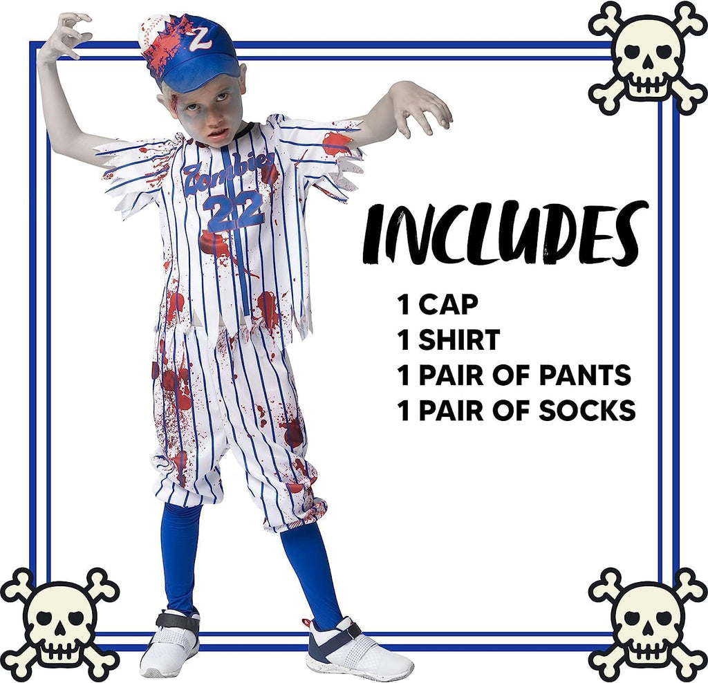 Zombie Baseball Player Costumes for Boys Age 8-10 Medium