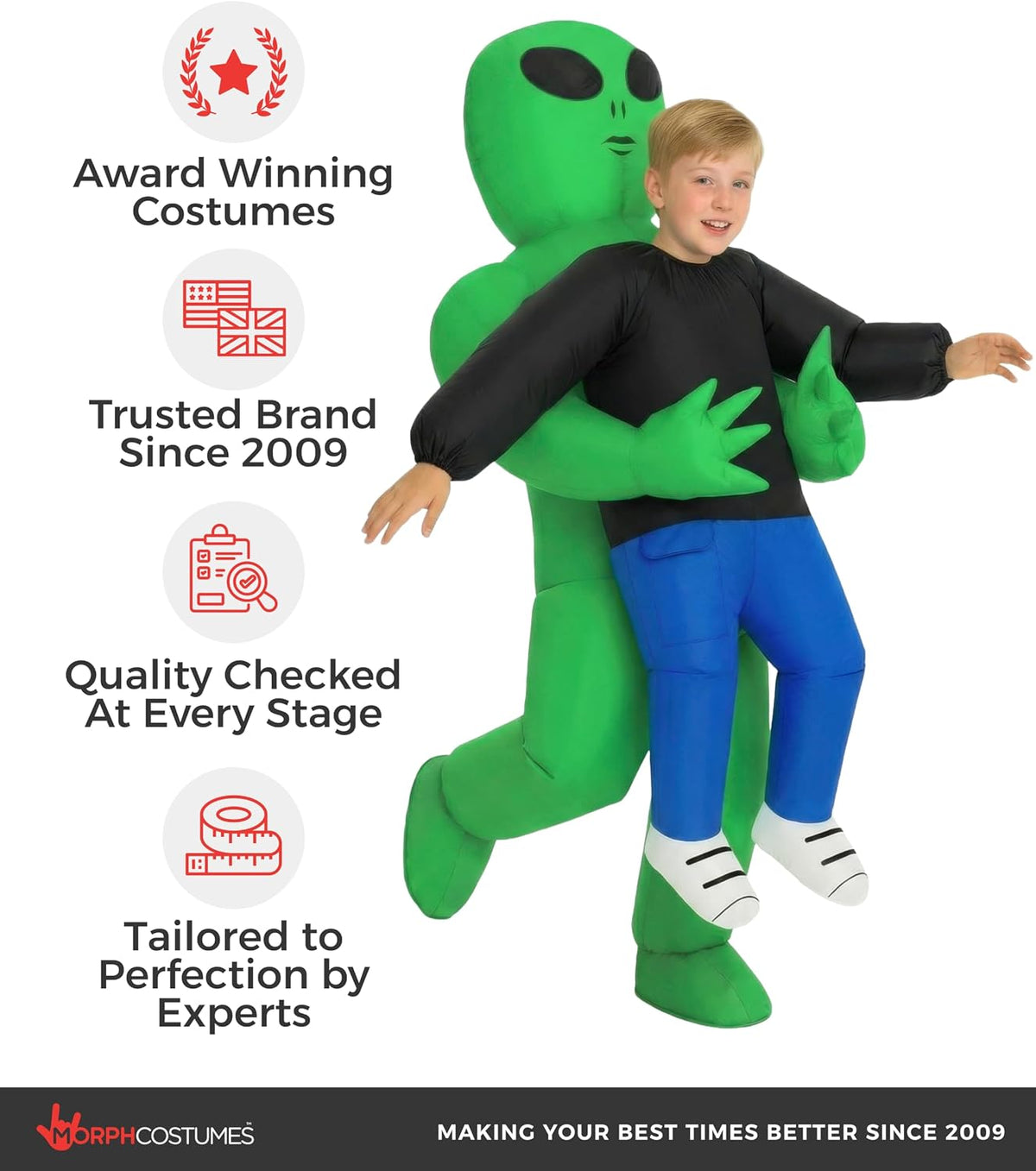 Inflatable Alien Costume with Built-In Fan & Battery Pack