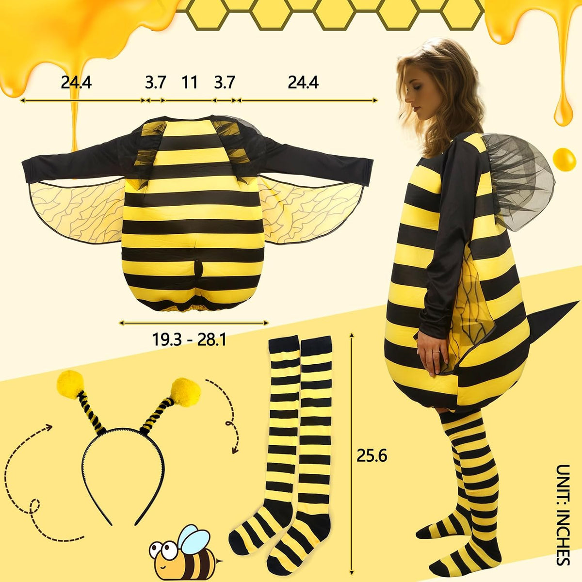 Bumble Bee Costume Set with Headband Wing and Antennae look