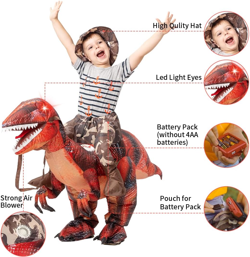 Inflatable Dinosaur Costume for Kids Halloween Age 7-10