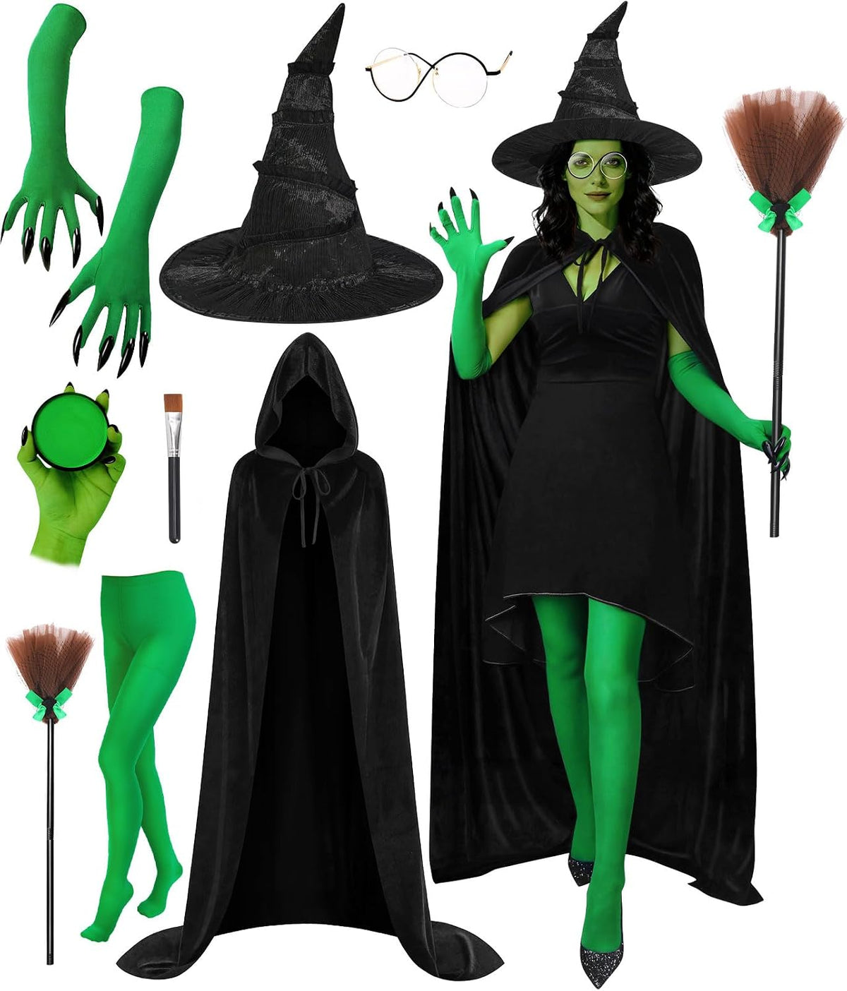 Halloween 8 Pcs Witch Costume Set for Women