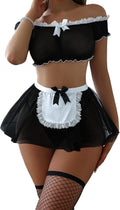 Sexy Lingerie Set 4 Piece Women Maid Costume with Thong