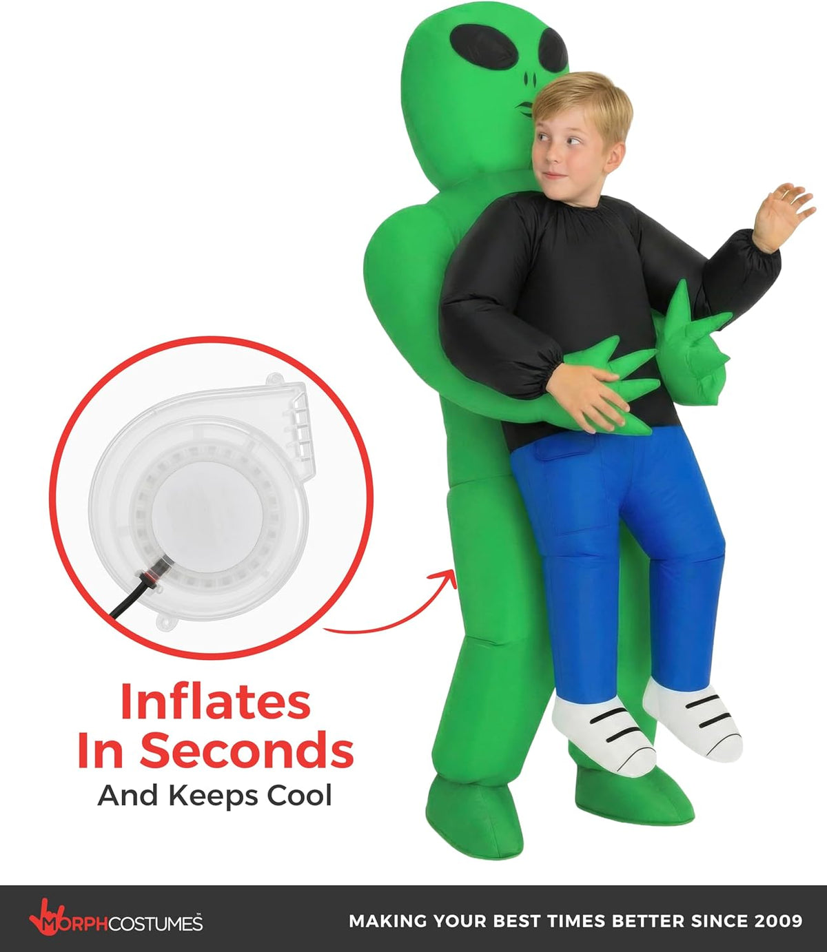 Inflatable Alien Costume with Built-In Fan & Battery Pack