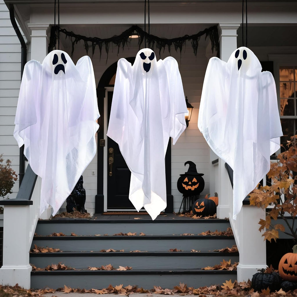 3 PCS Halloween Hanging Ghosts for Front Yard Patio Lawn Garden