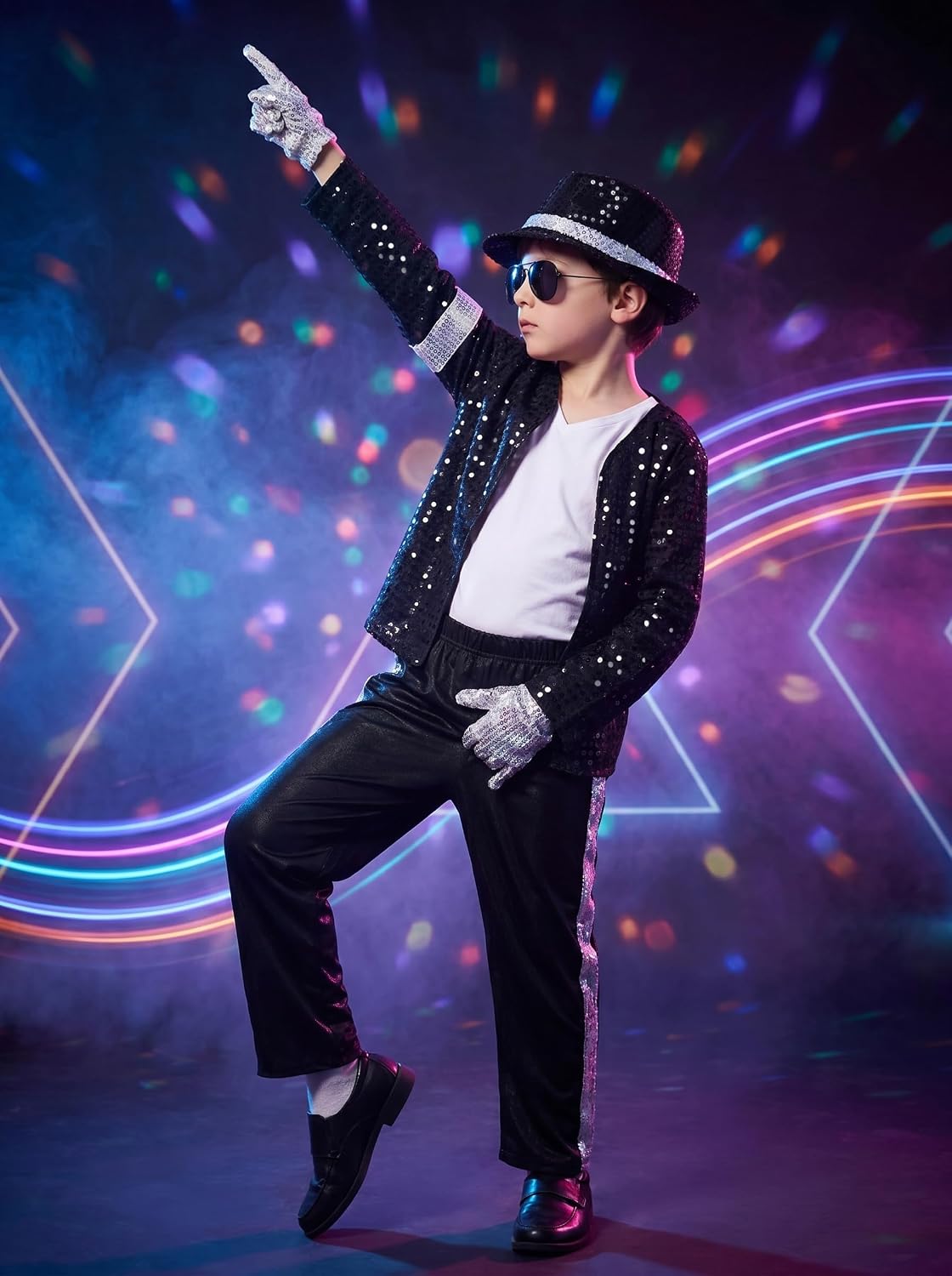 Kids Dance Star Costume for Boys 80S 90S Pop Stage Age10-12