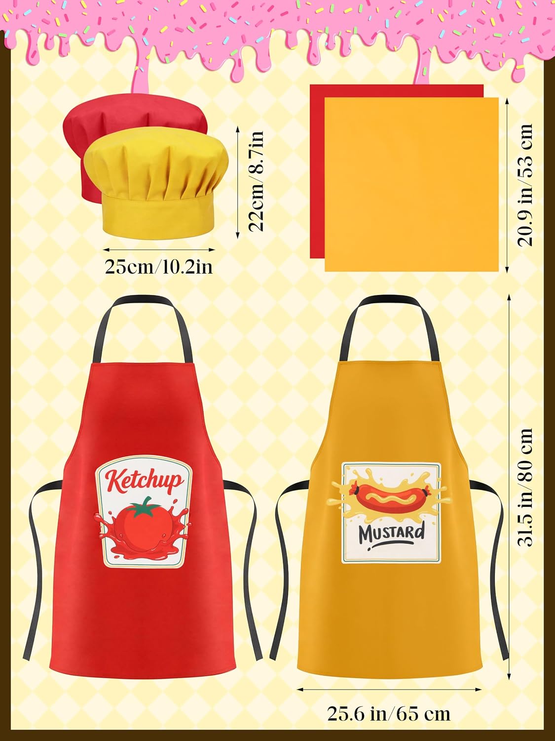 6PCS Halloween Couples Costume Set Ketchup Mustard 
