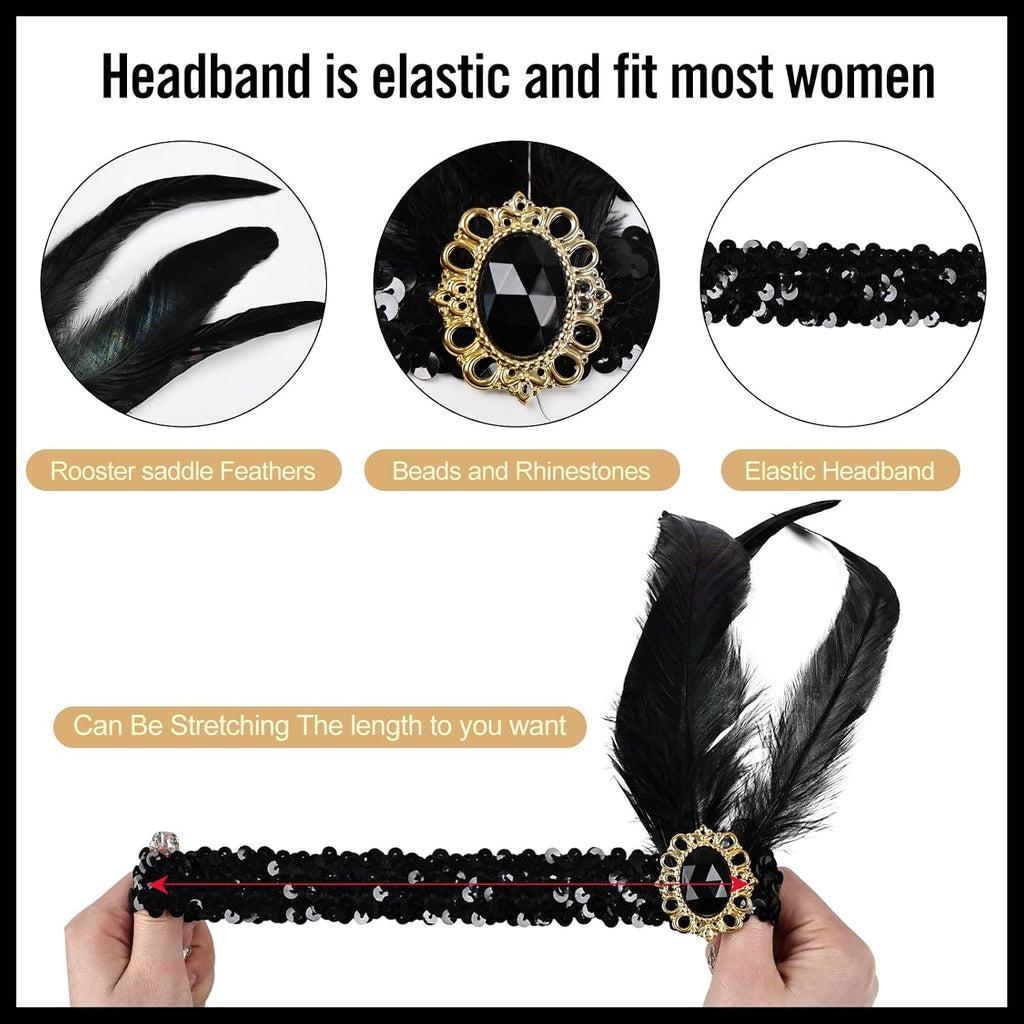 1920s  Flapper Set Headband Headpiece Costume 