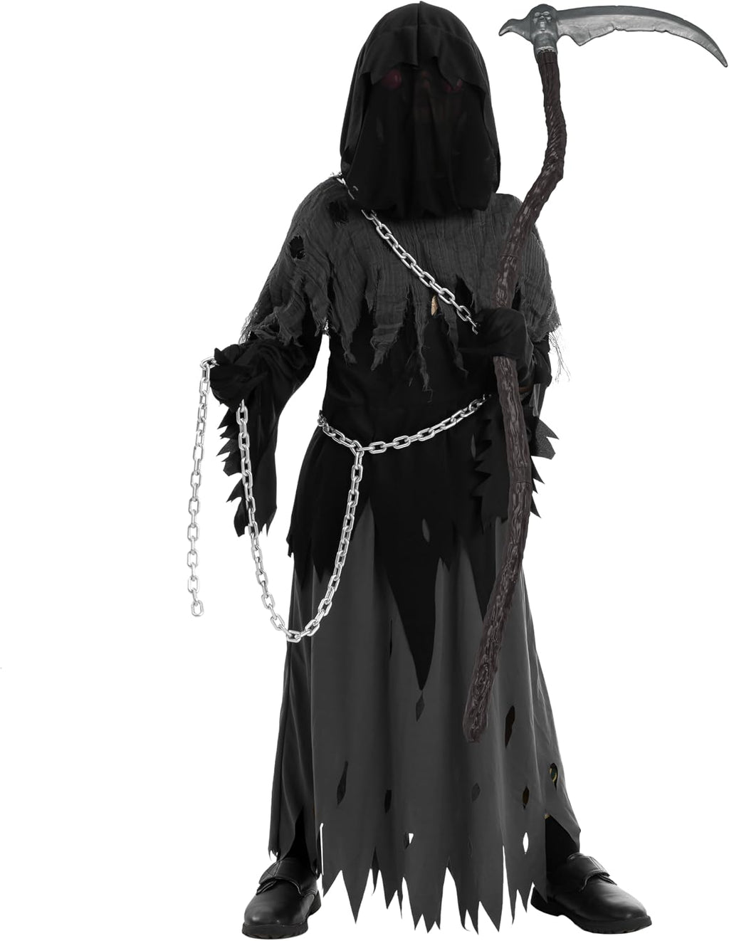 Glowing Eyes Grim Reaper Costume for Kids Medium