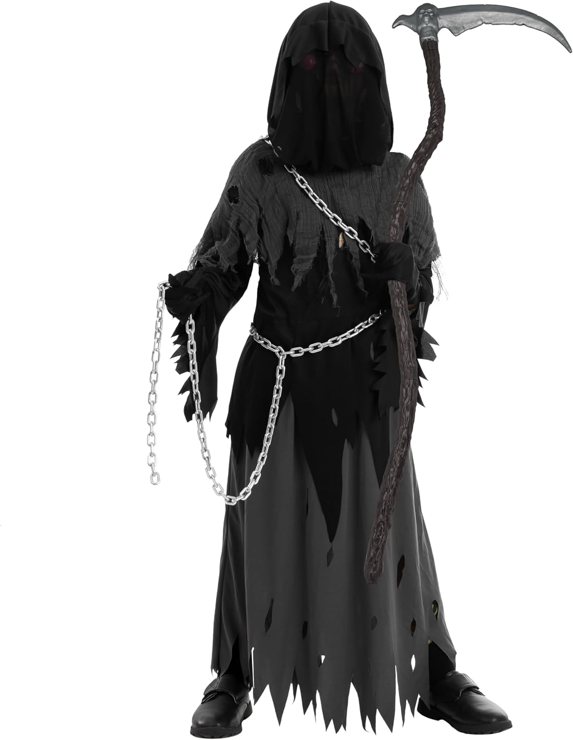 Glowing Eyes Grim Reaper Costume for Kids Medium