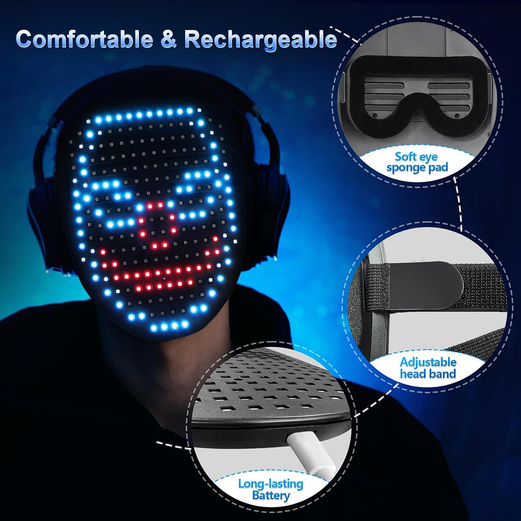 Face-transforming Halloween Costume Led Mask