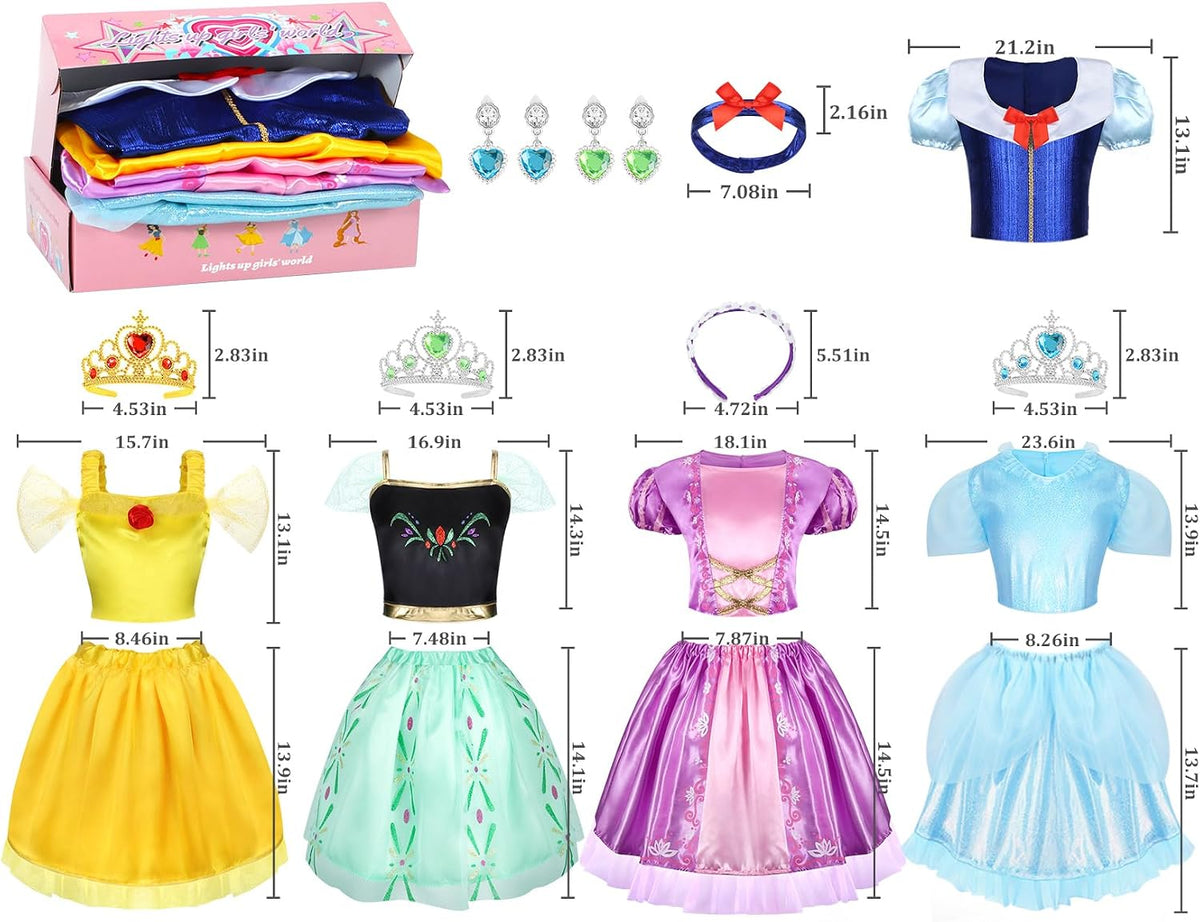Princess Dress Up Clothes for Little Girl Role Play Costume Size Toddler