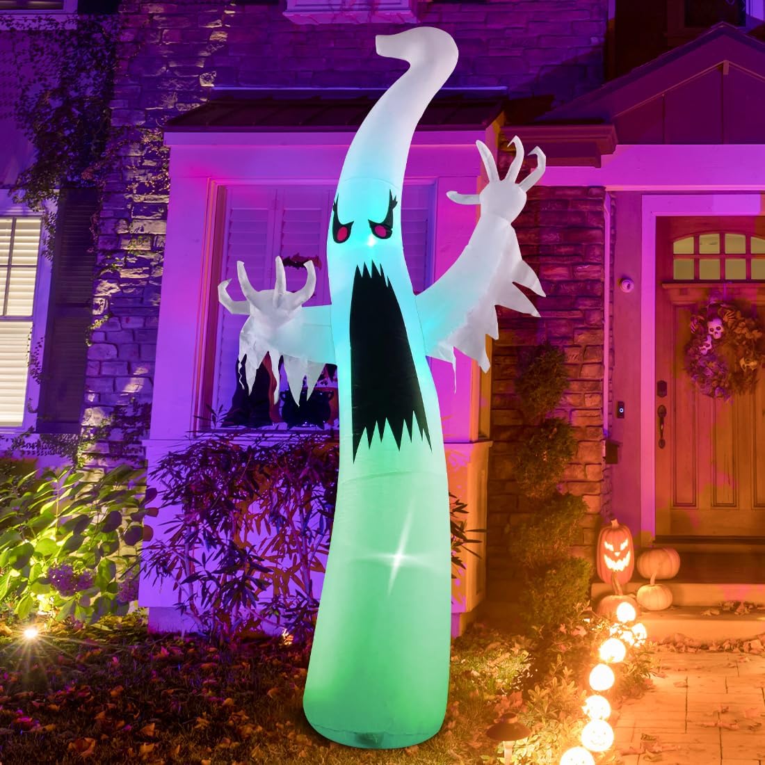 6 FT Halloween Inflatables Blow Up Scary Red Eye Dimming Ghost 