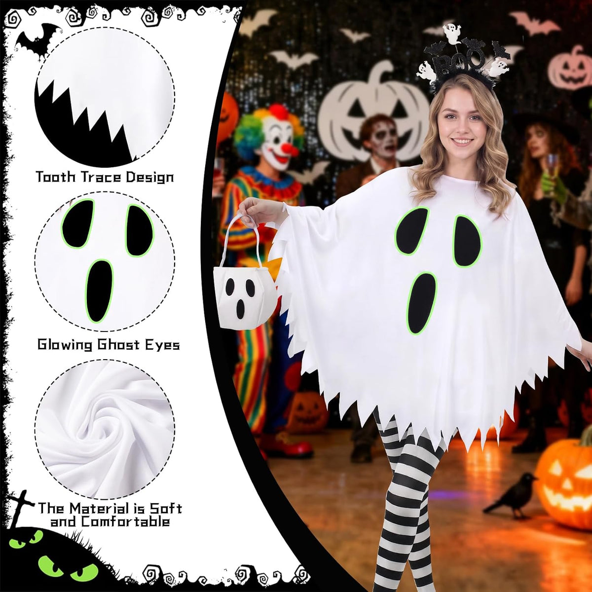 Halloween Women Glow in Dark Ghost Costume 