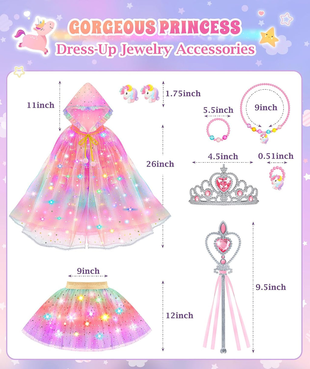 Princess Dress up for Girls Unicorn Light up Cape Dress