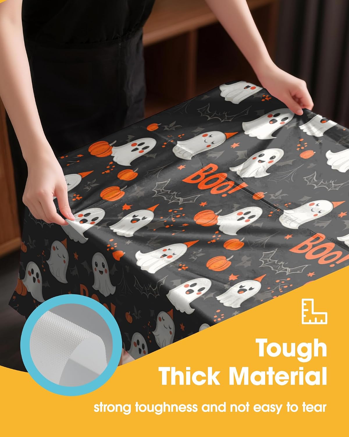Halloween Black Plastic Table Cloth Disposable 4 Pack